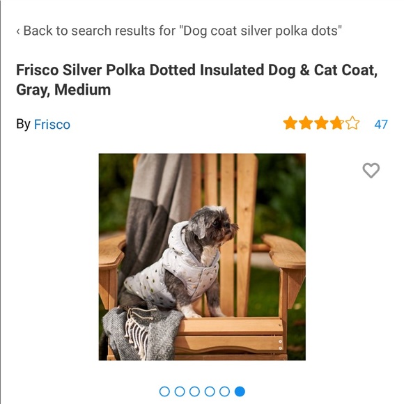 Dog Coat-Grey with silver Polka Dots-Size Small - Picture 13 of 15